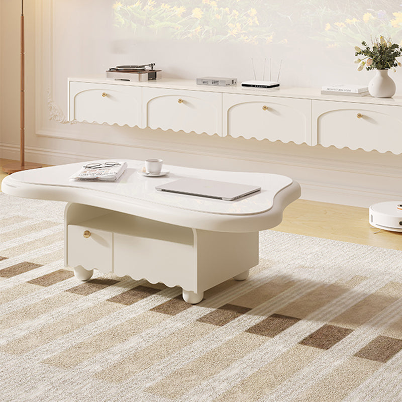 Slate Coffee Cocktail Table with Storage Drawers White Block Contemporary
