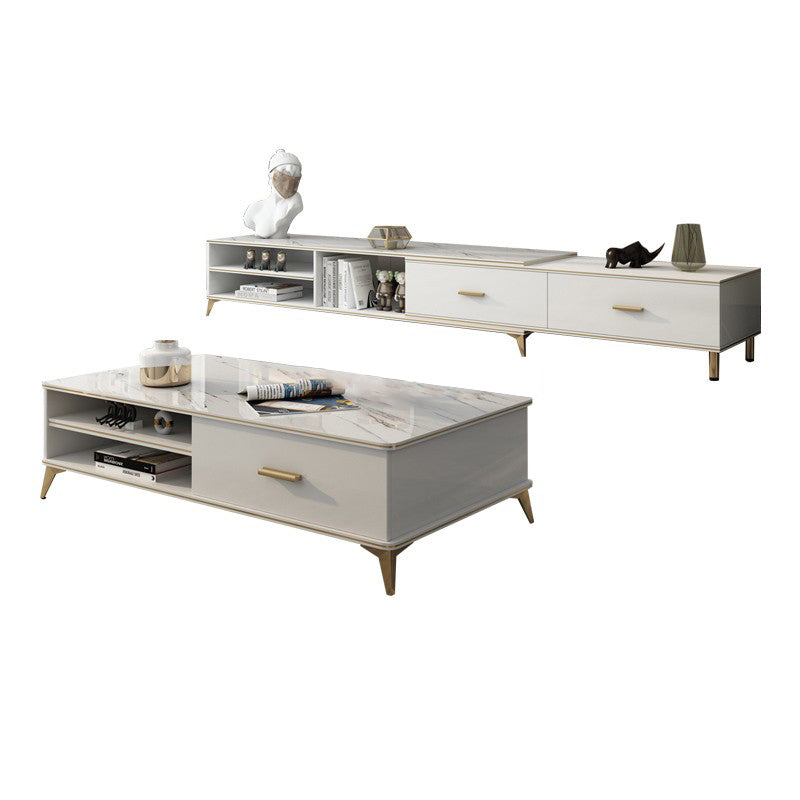 Wooden Coffee Cocktail Table with Storage 4 Legs Contemporary Rectangle