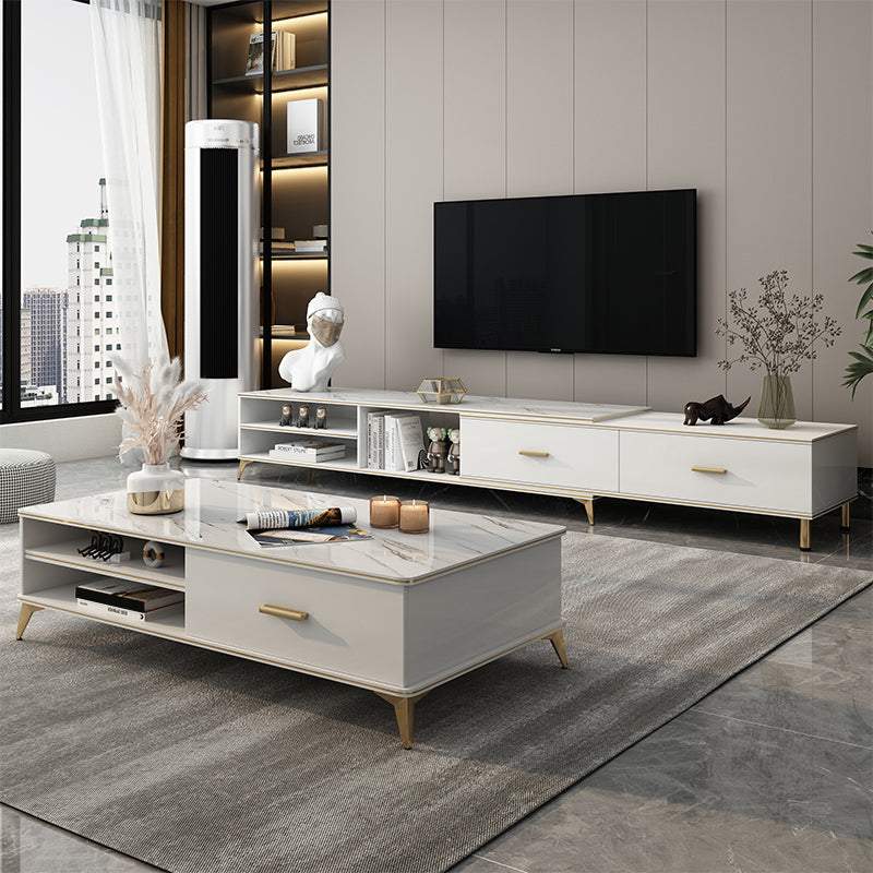 Wooden Coffee Cocktail Table with Storage 4 Legs Contemporary Rectangle