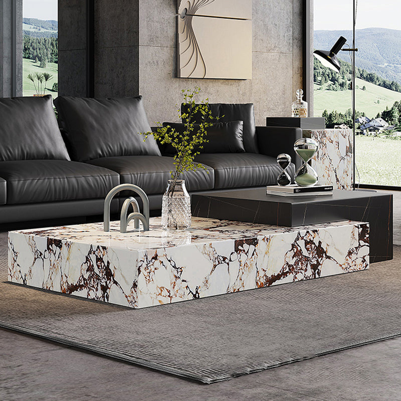 Block Nesting Coffee Table Set Contemporary Rectangle Slate Top