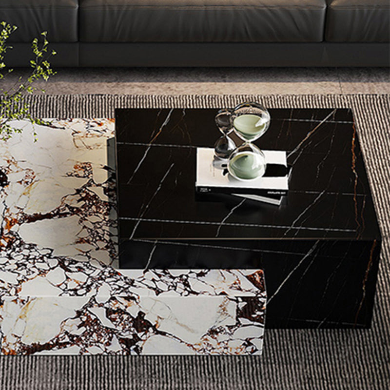 Block Nesting Coffee Table Set Contemporary Rectangle Slate Top