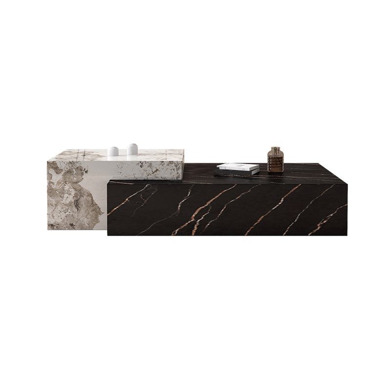 Block Nesting Coffee Table Set Contemporary Rectangle Slate Top