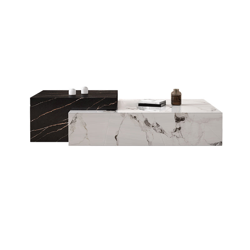 Block Nesting Coffee Table Set Contemporary Rectangle Slate Top