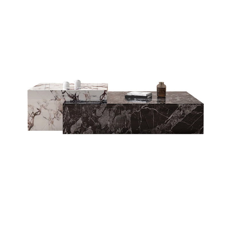 Block Nesting Coffee Table Set Contemporary Rectangle Slate Top