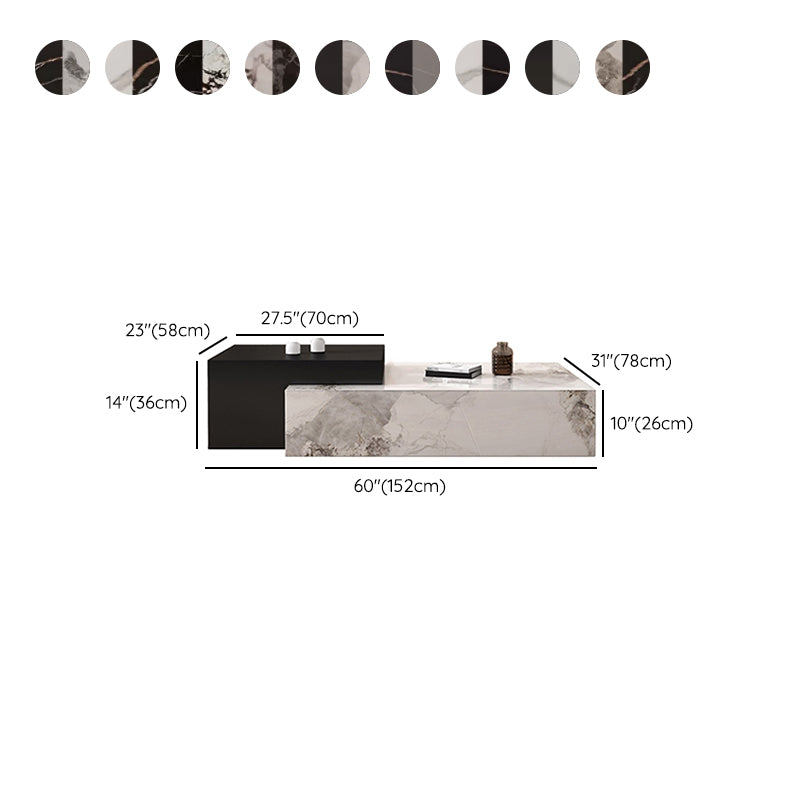 Block Nesting Coffee Table Set Contemporary Rectangle Slate Top