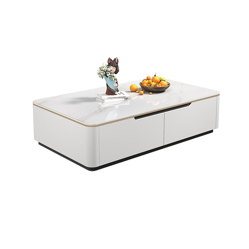 Block Slate Coffee Cocktail Table with 4 Storage Drawers Rectangle