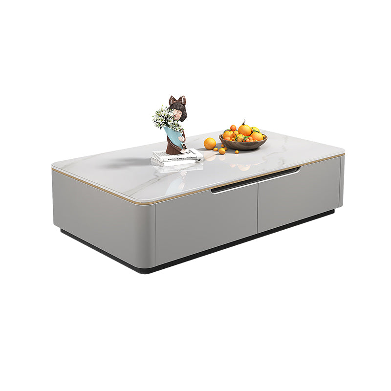Block Slate Coffee Cocktail Table with 4 Storage Drawers Rectangle