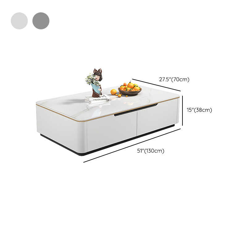 Block Slate Coffee Cocktail Table with 4 Storage Drawers Rectangle