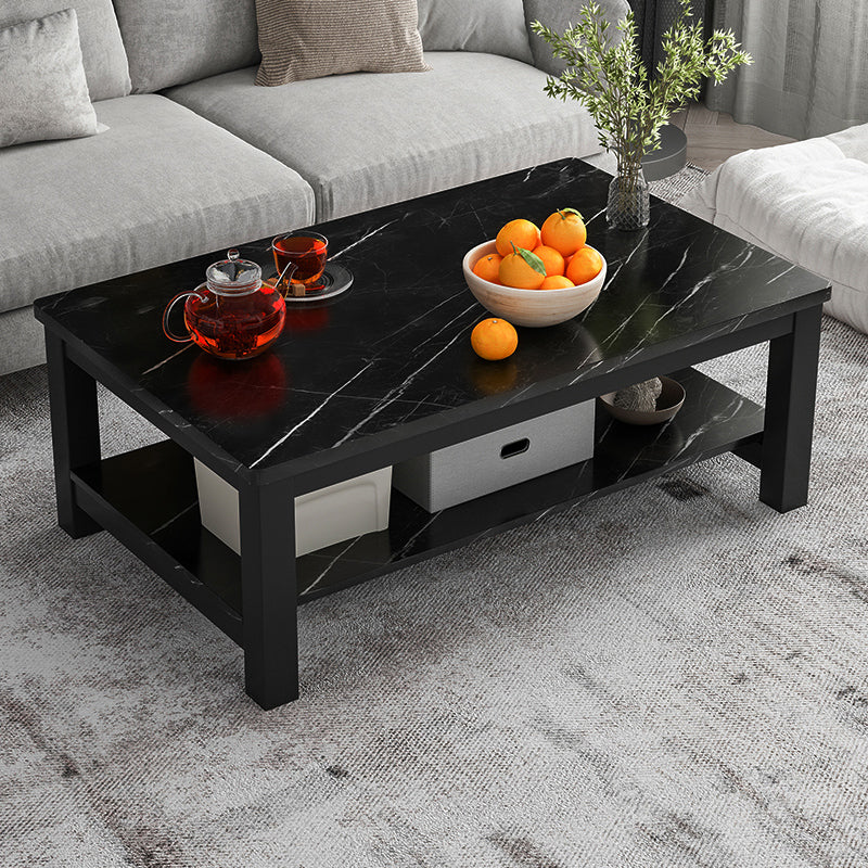 Modern Rectangular Coffee Table 4 Legs Cocktail Table with Shelf