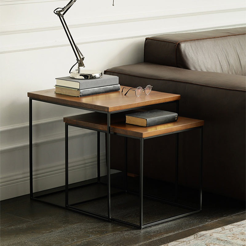 Industrial Cocktail Table Rectangle Solid Wood Coffee Cocktail Table
