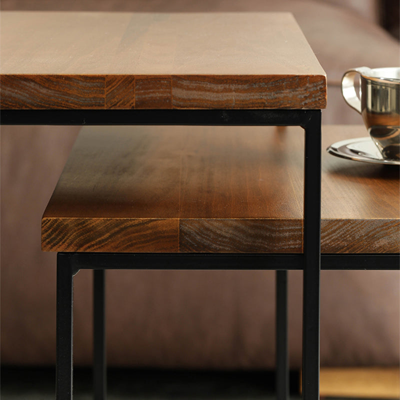 Industrial Cocktail Table Rectangle Solid Wood Coffee Cocktail Table
