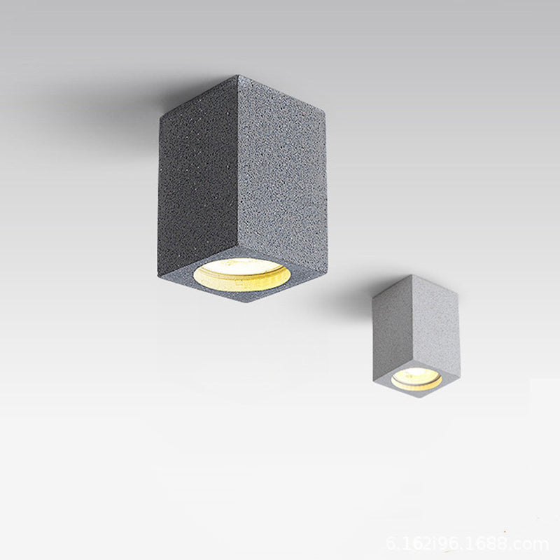 Modern Rectangle Shape Ceiling Light with Cement Shade for Living Room