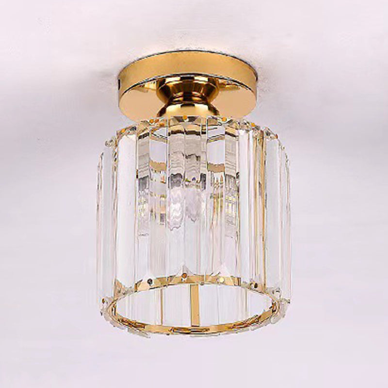 Modern Geometry Shape Ceiling Light with Crystal Shade for Living Room