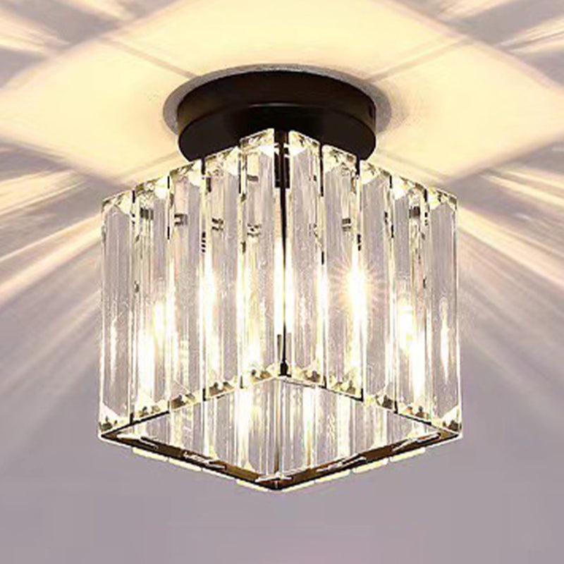 Modern Geometry Shape Ceiling Light with Crystal Shade for Living Room