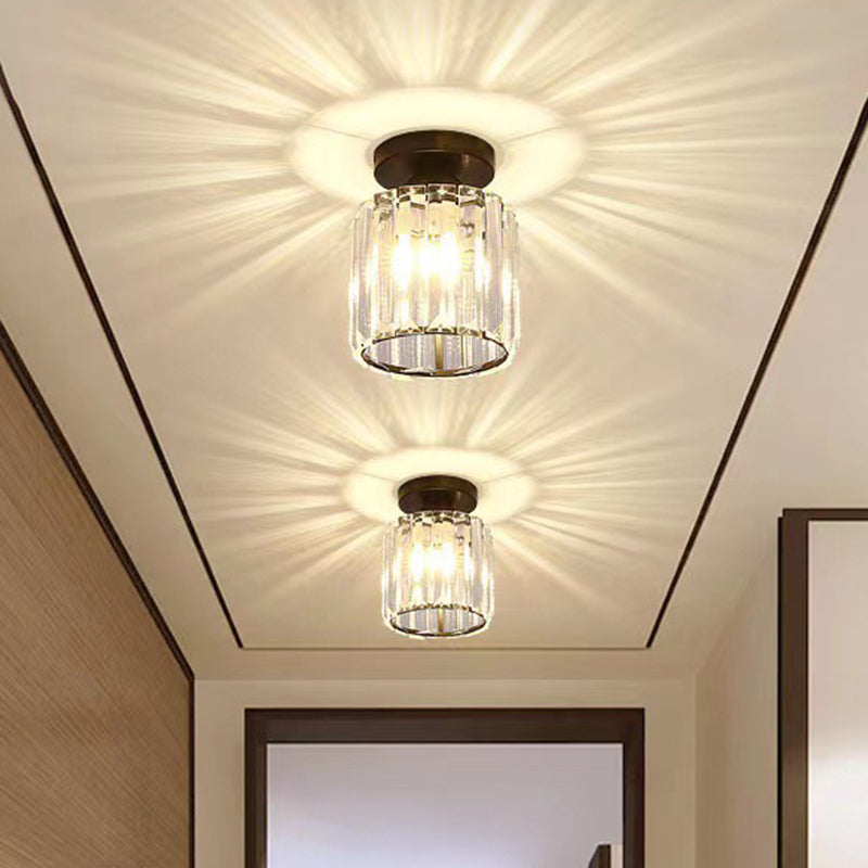 Modern Geometry Shape Ceiling Light with Crystal Shade for Living Room