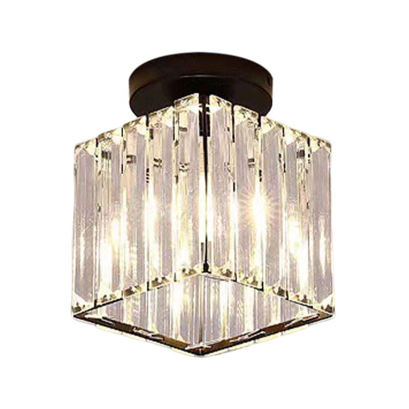 Modern Geometry Shape Ceiling Light with Crystal Shade for Living Room