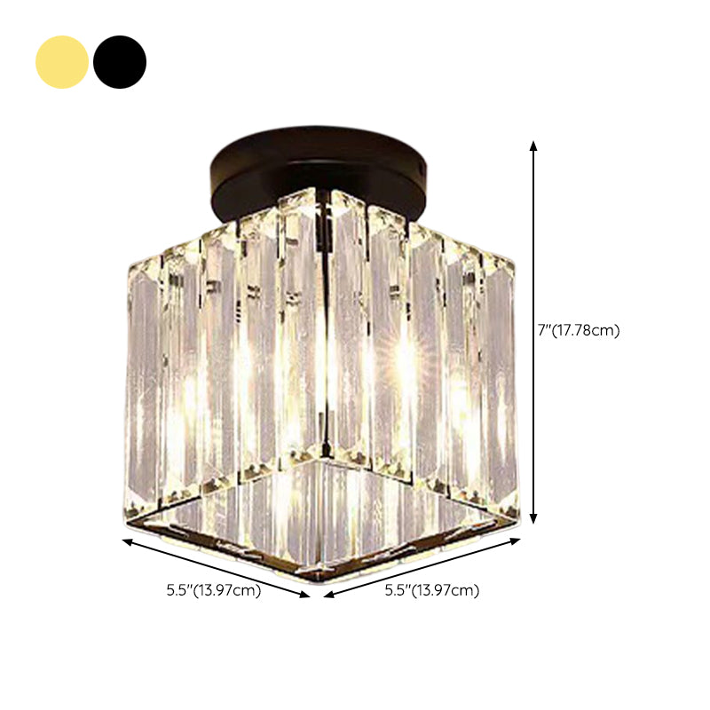 Modern Geometry Shape Ceiling Light with Crystal Shade for Living Room