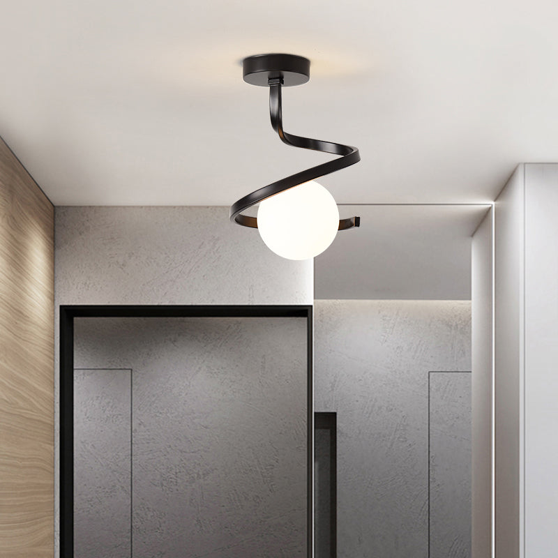 Spherical Ceiling Mount Light 1-Light Modern Round with Glass Shade for Aisle
