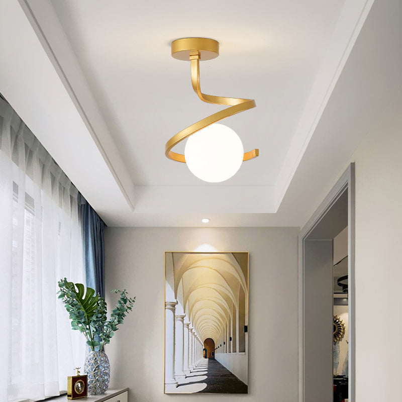 Spherical Ceiling Mount Light 1-Light Modern Round with Glass Shade for Aisle