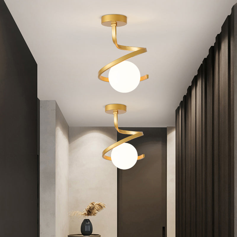 Spherical Ceiling Mount Light 1-Light Modern Round with Glass Shade for Aisle