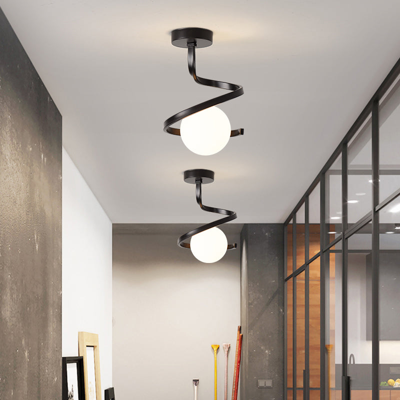 Spherical Ceiling Mount Light 1-Light Modern Round with Glass Shade for Aisle