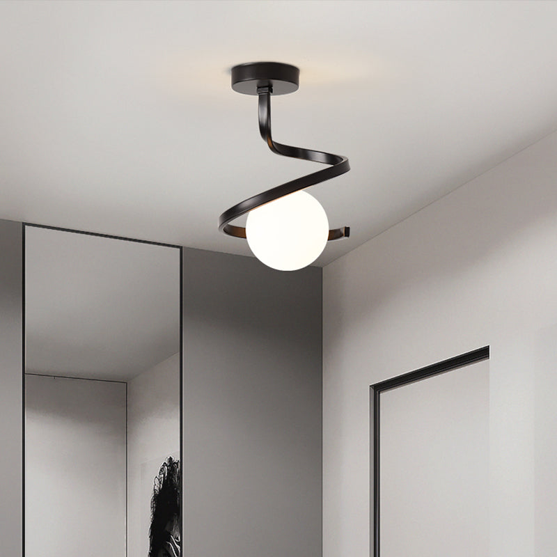 Spherical Ceiling Mount Light 1-Light Modern Round with Glass Shade for Aisle