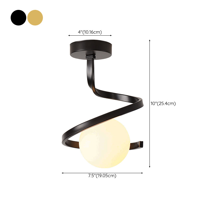 Spherical Ceiling Mount Light 1-Light Modern Round with Glass Shade for Aisle