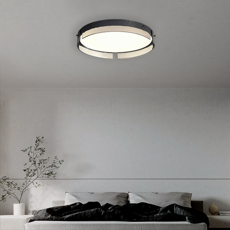 Modern Style Ceiling Mount Light LED Round Black with Glass Shade for Bedroom