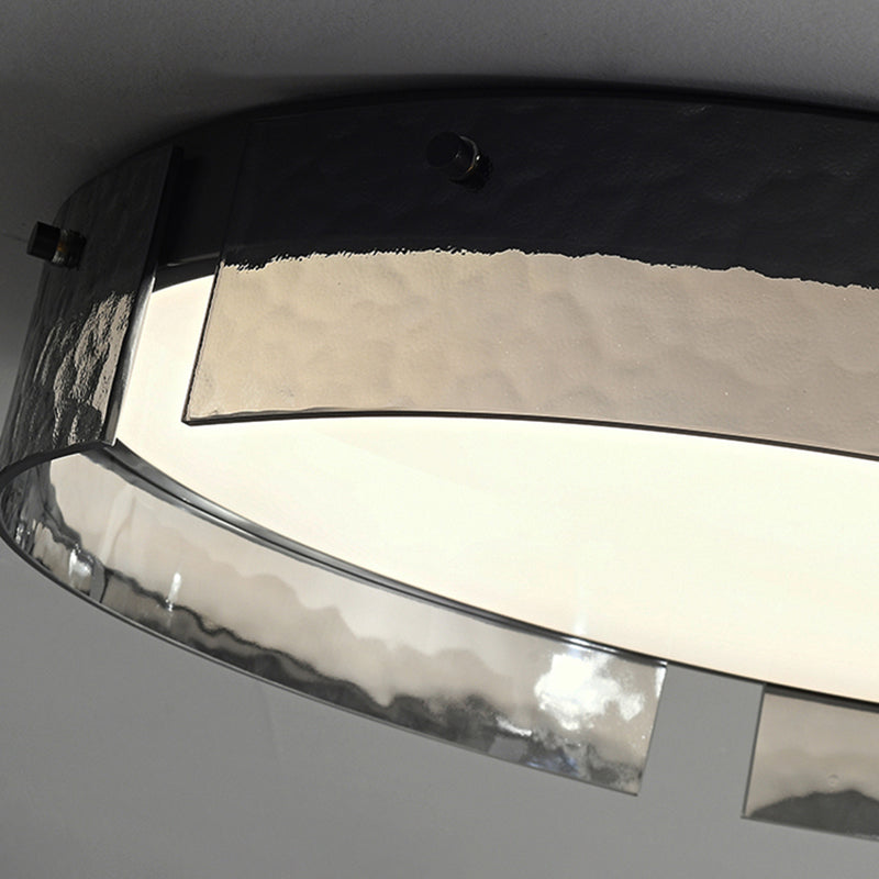 Modern Style Ceiling Mount Light LED Round Black with Glass Shade for Bedroom