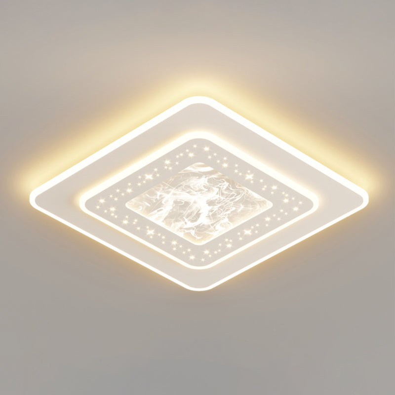 LED Metal Flush Mount Geometric Shape Modern Ceiling Light with Acrylic Shade for Bedroom
