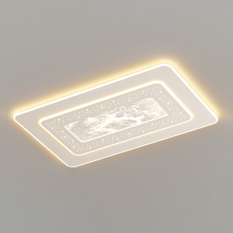 LED Metal Flush Mount Geometric Shape Modern Ceiling Light with Acrylic Shade for Bedroom