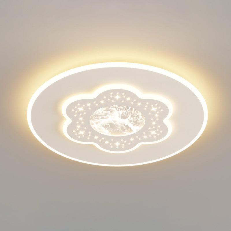 LED Metal Flush Mount Geometric Shape Modern Ceiling Light with Acrylic Shade for Bedroom