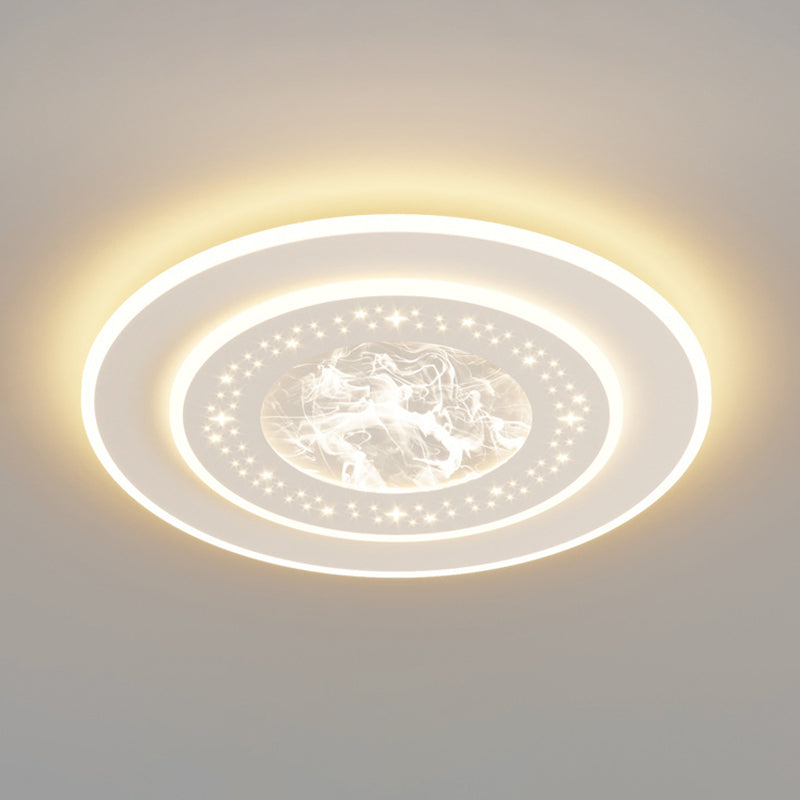LED Metal Flush Mount Geometric Shape Modern Ceiling Light with Acrylic Shade for Bedroom