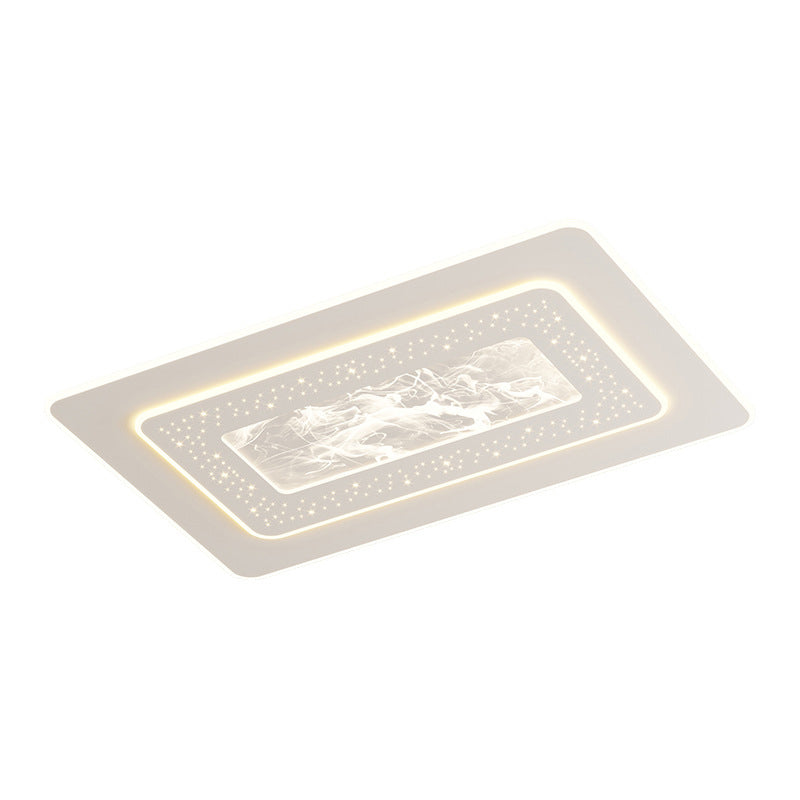 LED Metal Flush Mount Geometric Shape Modern Ceiling Light with Acrylic Shade for Bedroom