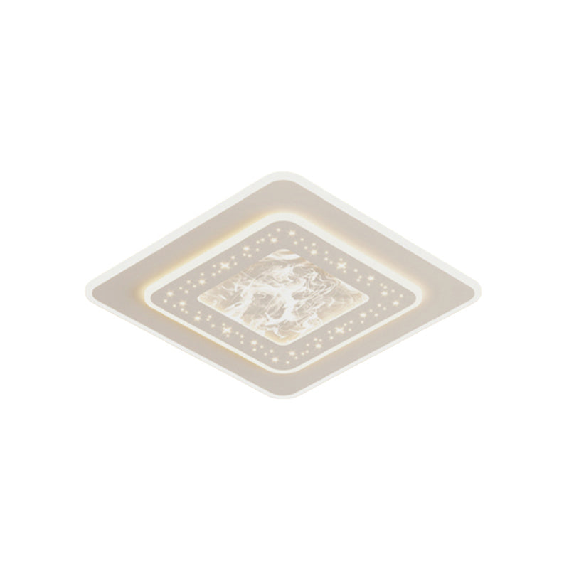LED Metal Flush Mount Geometric Shape Modern Ceiling Light with Acrylic Shade for Bedroom