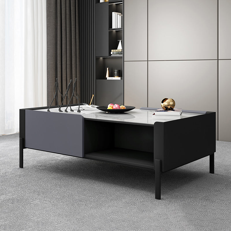 4 Legs Coffee or End Table Slate with Storage Drawers Rectangle