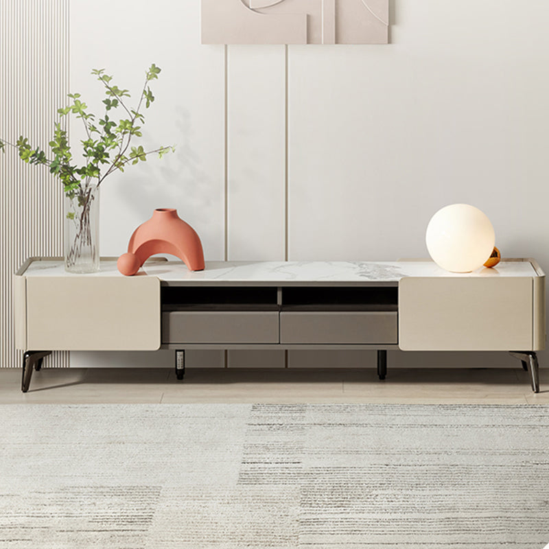 4 Legs Coffee or End Table Slate with Storage Drawers Rectangle White