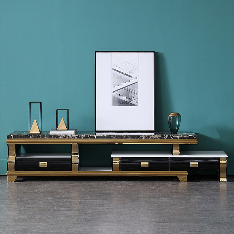 Marble Top Coffee or End Table with Storage Drawers Rectangle 4 Legs