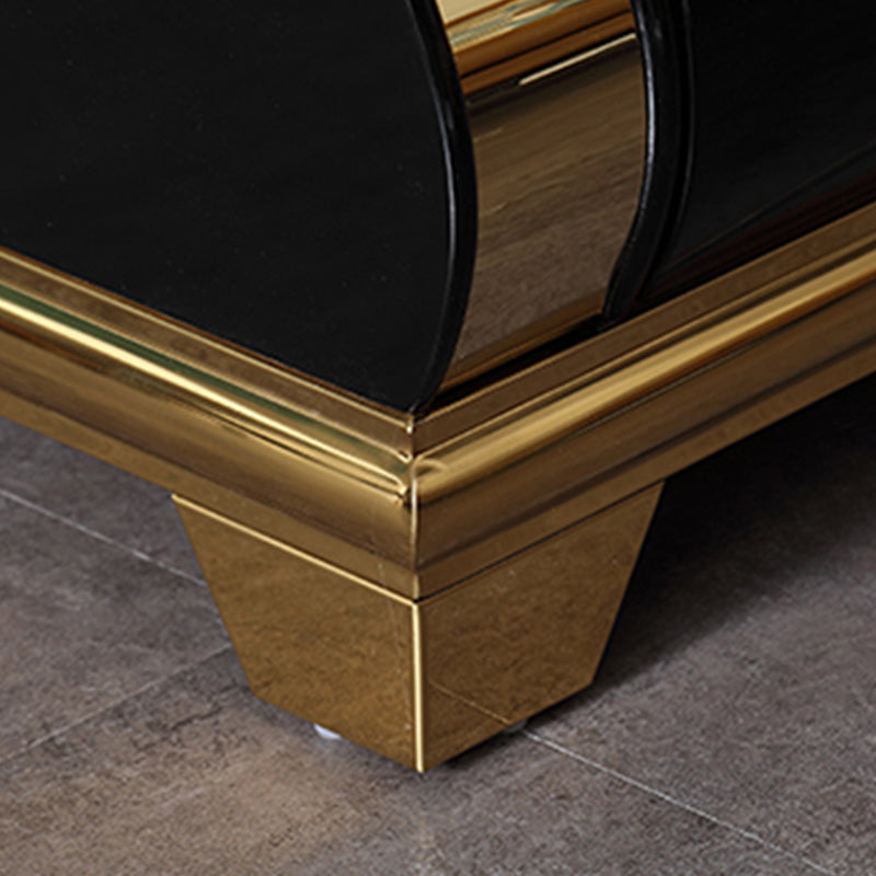 Marble Top Coffee or End Table with Storage Drawers Rectangle 4 Legs