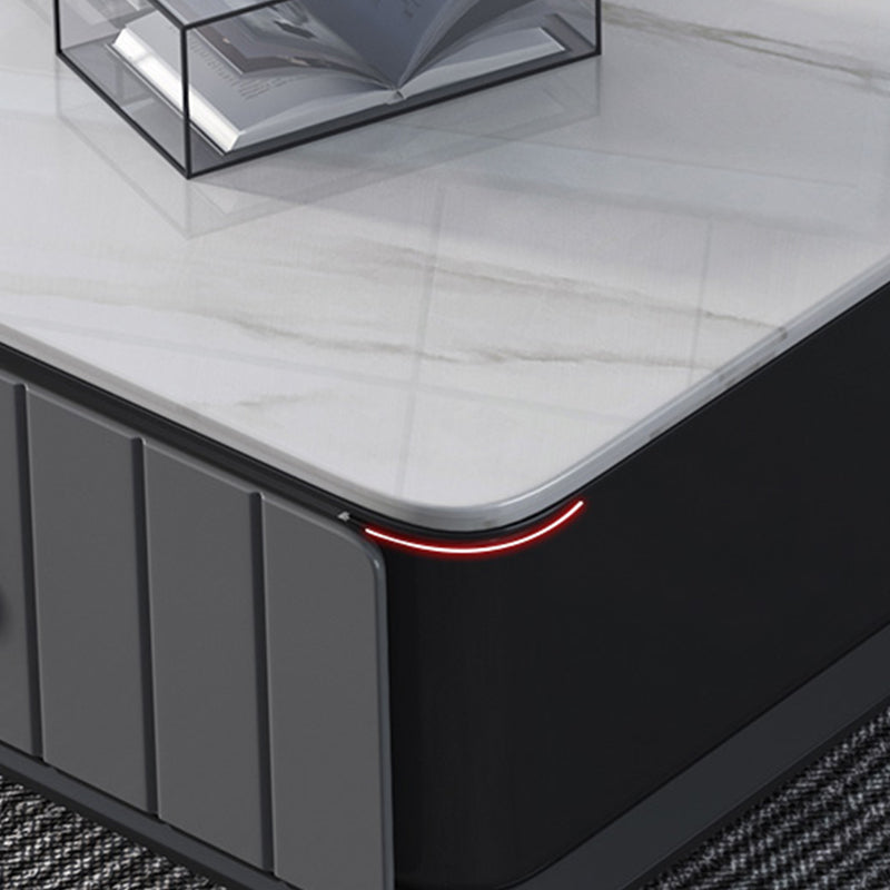 4 Legs Coffee Cocktail Table with Storage Drawers Modern Slate Top