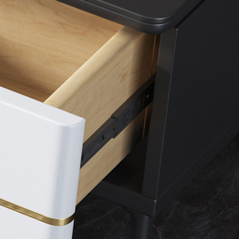 4 Legs Coffee Cocktail Table with Storage Drawers Slate Top Modern