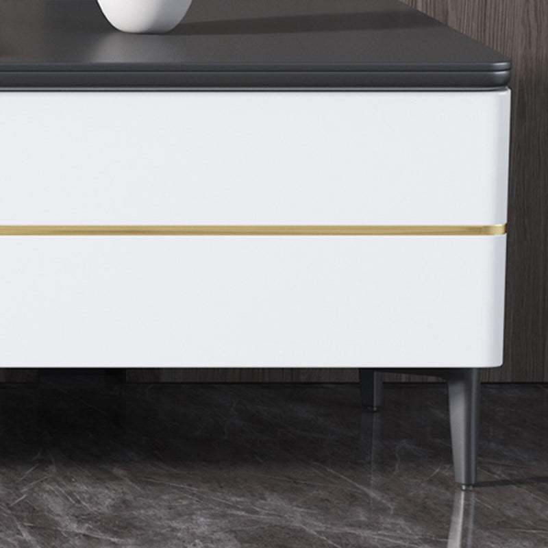 4 Legs Coffee Cocktail Table with Storage Drawers Slate Top Modern