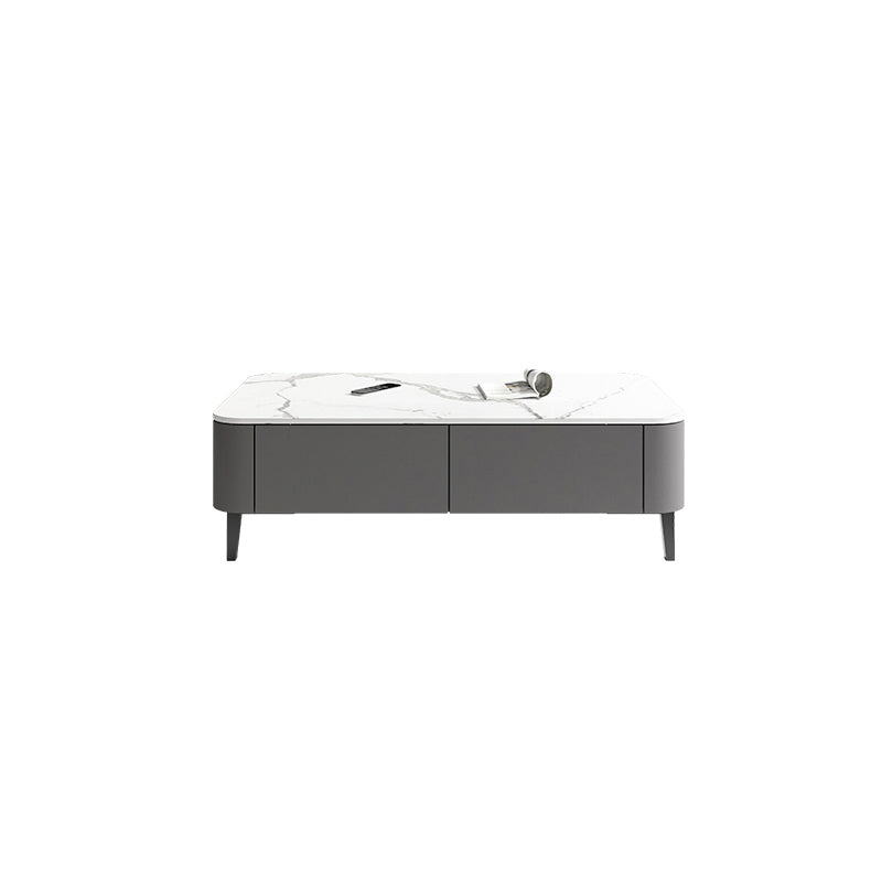 4 Legs Coffee Cocktail Table with Storage Drawers Rectangle Slate Top