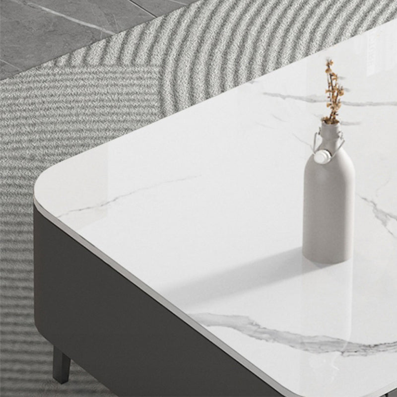 4 Legs Coffee Cocktail Table with Storage Drawers Rectangle Slate Top