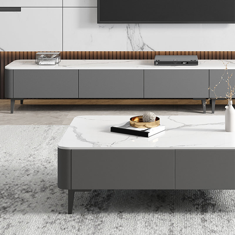 4 Legs Coffee Cocktail Table with Storage Drawers Rectangle Slate Top