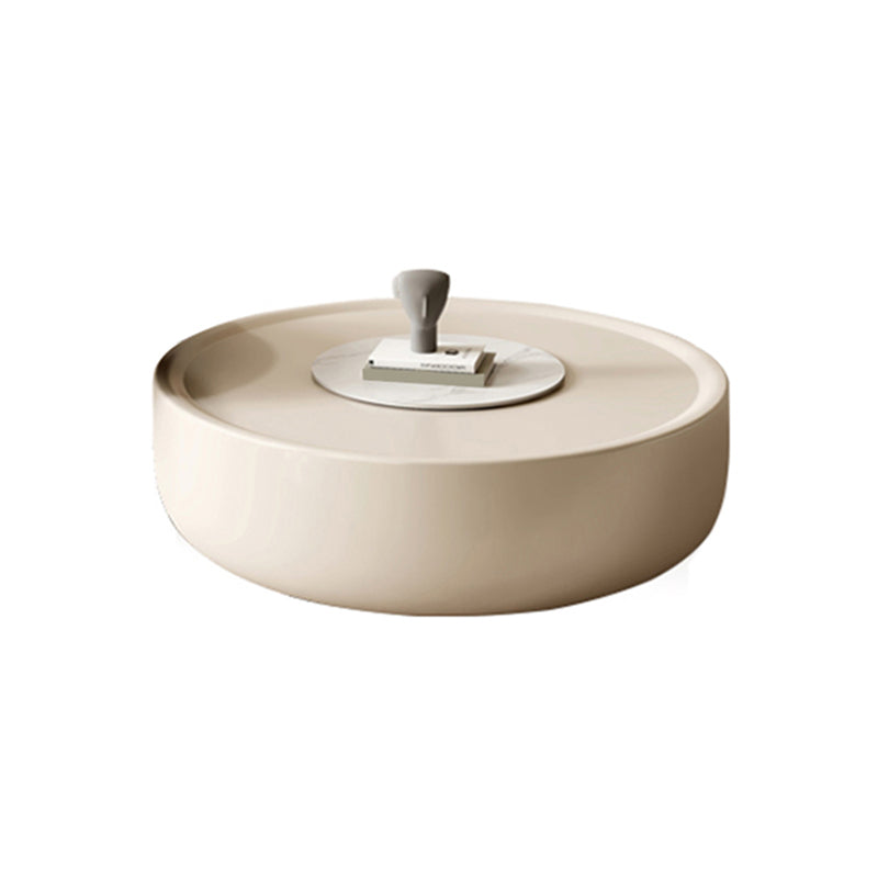 Drum Coffee Cocktail Table with Storage Drawers Round Slate Top