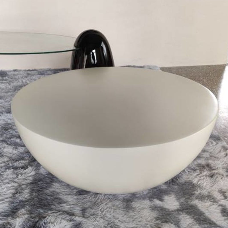 Abstract Coffee Cocktail Table with Trunk Storage Modern Round Glass Top