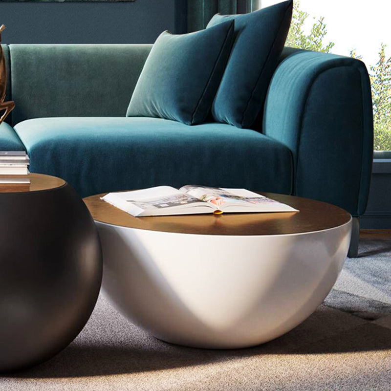 Abstract Coffee Cocktail Table with Trunk Storage Modern Round Glass Top