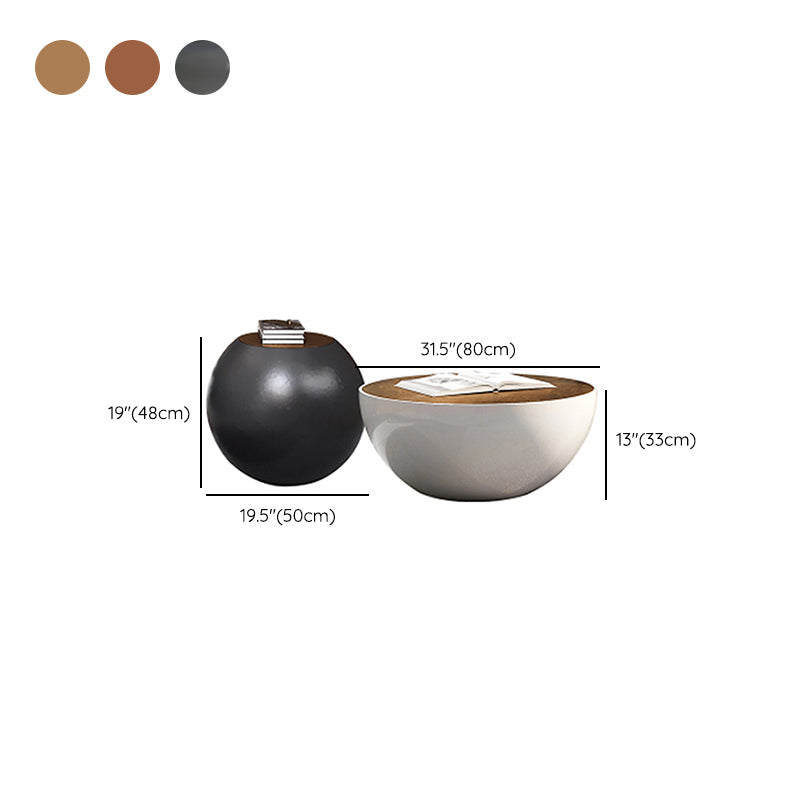 Abstract Coffee Cocktail Table with Trunk Storage Modern Round Glass Top