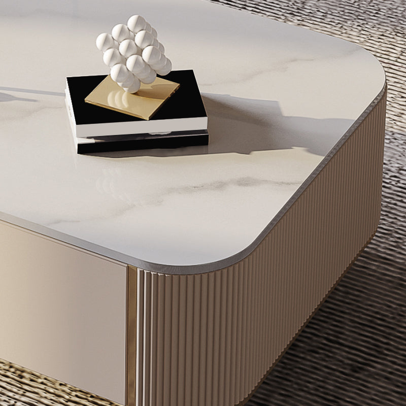 Slate Top Coffee Table with Storage Drawers and 4 Legs Rectangle